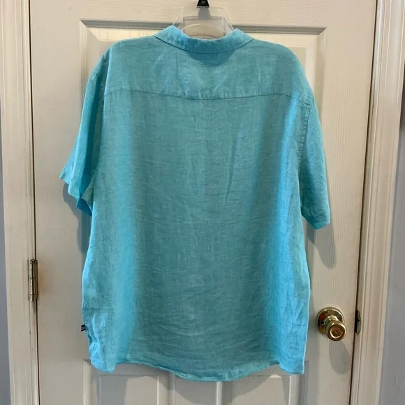 Nautica Men's Aqua Casual Button Down Short Sleeve Shirt Preppy Resort  Size XL - Picture 3 of 4